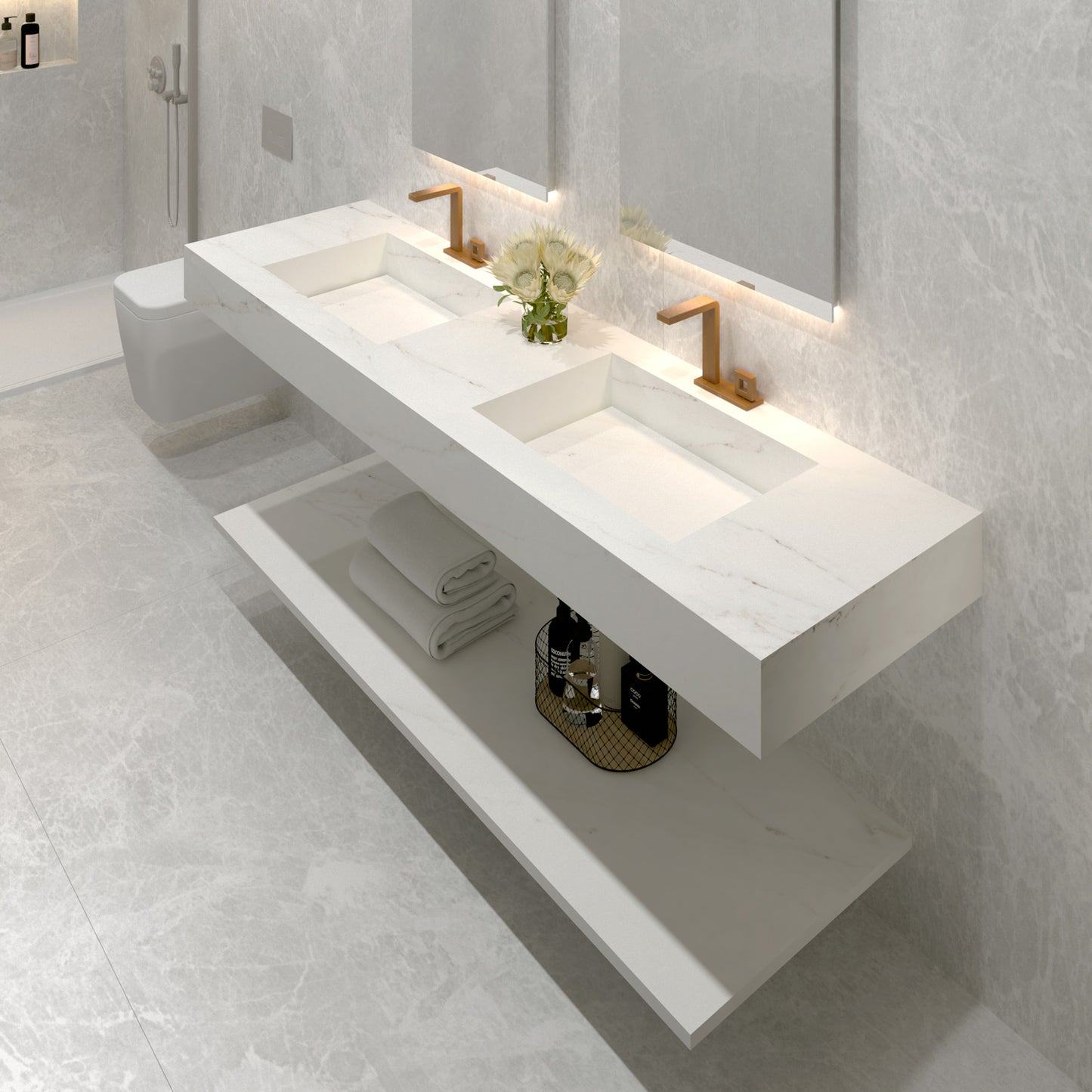 Bancada Veneza em DEKTON 4 mm com Lavatórios Dupla Integrados