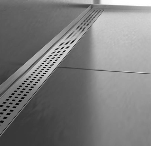 Thin Drain - Cube Cover Brushed Stainless Steel - Shower Channel Cover