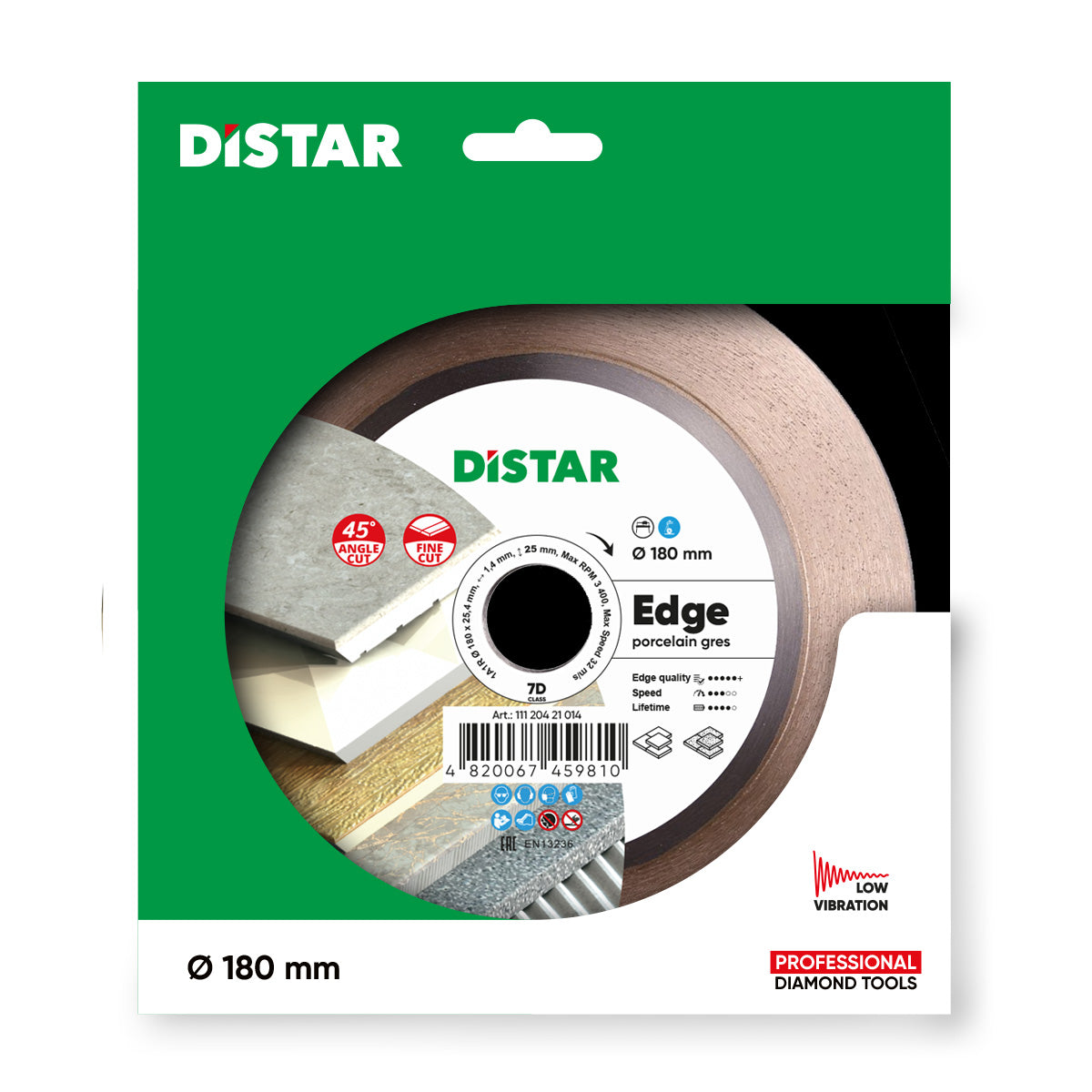 DISCO DE CORTE DIAMANTADA 1A1R Ø 180 mm a Ø 250 mm EDGE