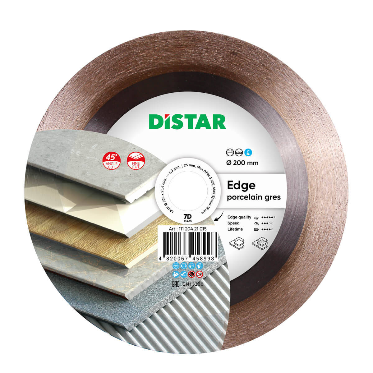 DISCO DE CORTE DIAMANTADA 1A1R Ø 180 mm a Ø 250 mm EDGE