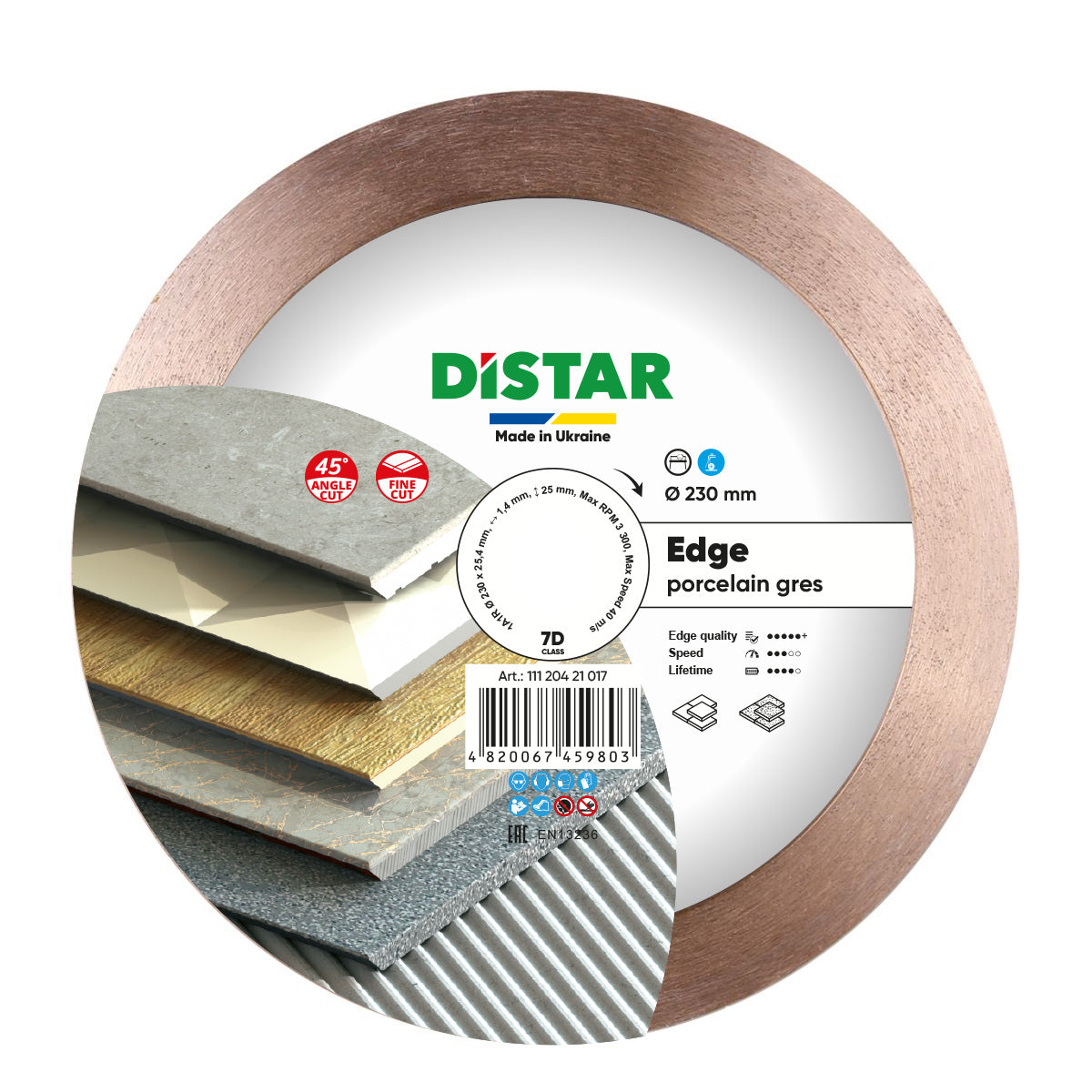 DISCO DE CORTE DIAMANTADA 1A1R Ø 180 mm a Ø 250 mm EDGE