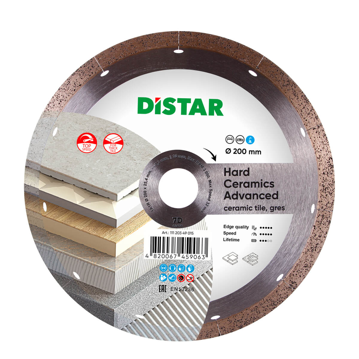 DISCO DA TAGLIO DIAMANTATO 1A1R Ø 200 mm a Ø 300 mm CERAMICA DURA AVANZATA