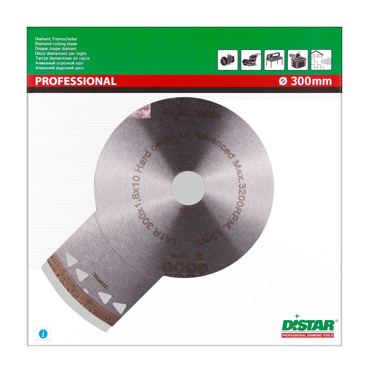 DISCO DA TAGLIO DIAMANTATO 1A1R Ø 200 mm a Ø 300 mm CERAMICA DURA AVANZATA