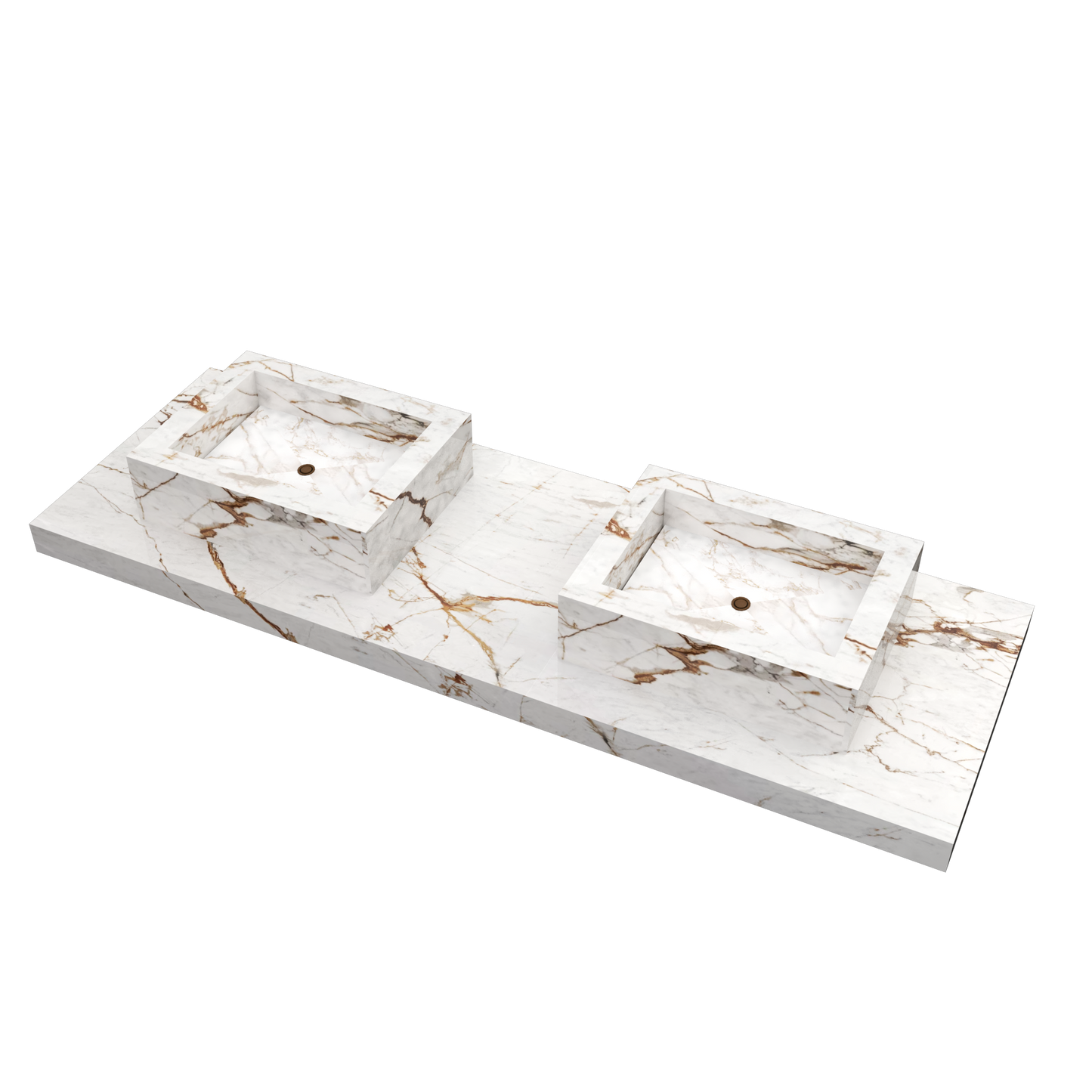 Bancada Reta Palermo em Dekton 4 mm com lavatório Duplo de Pousar no mesmo material