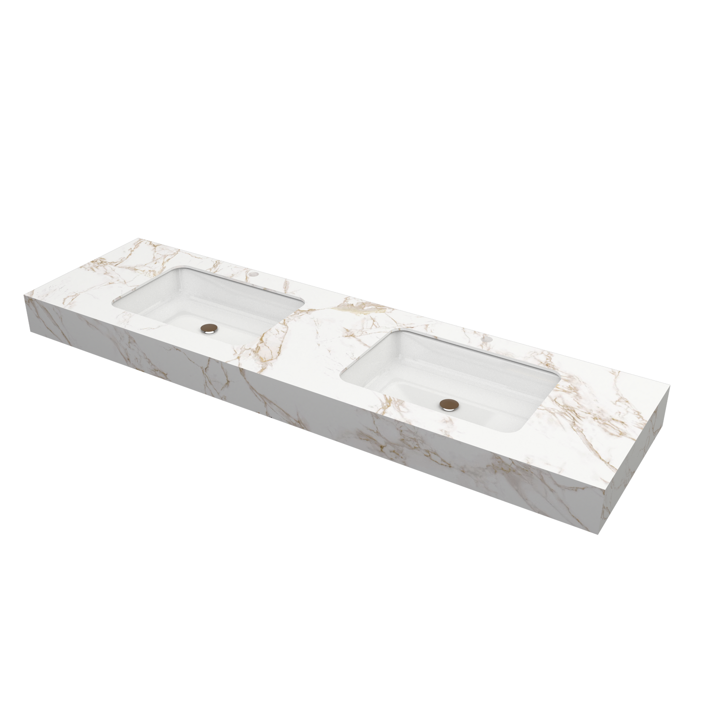 Bancada Reta Roma em Dekton 12mm com 02 lavatórios de Encastrar por Baixo