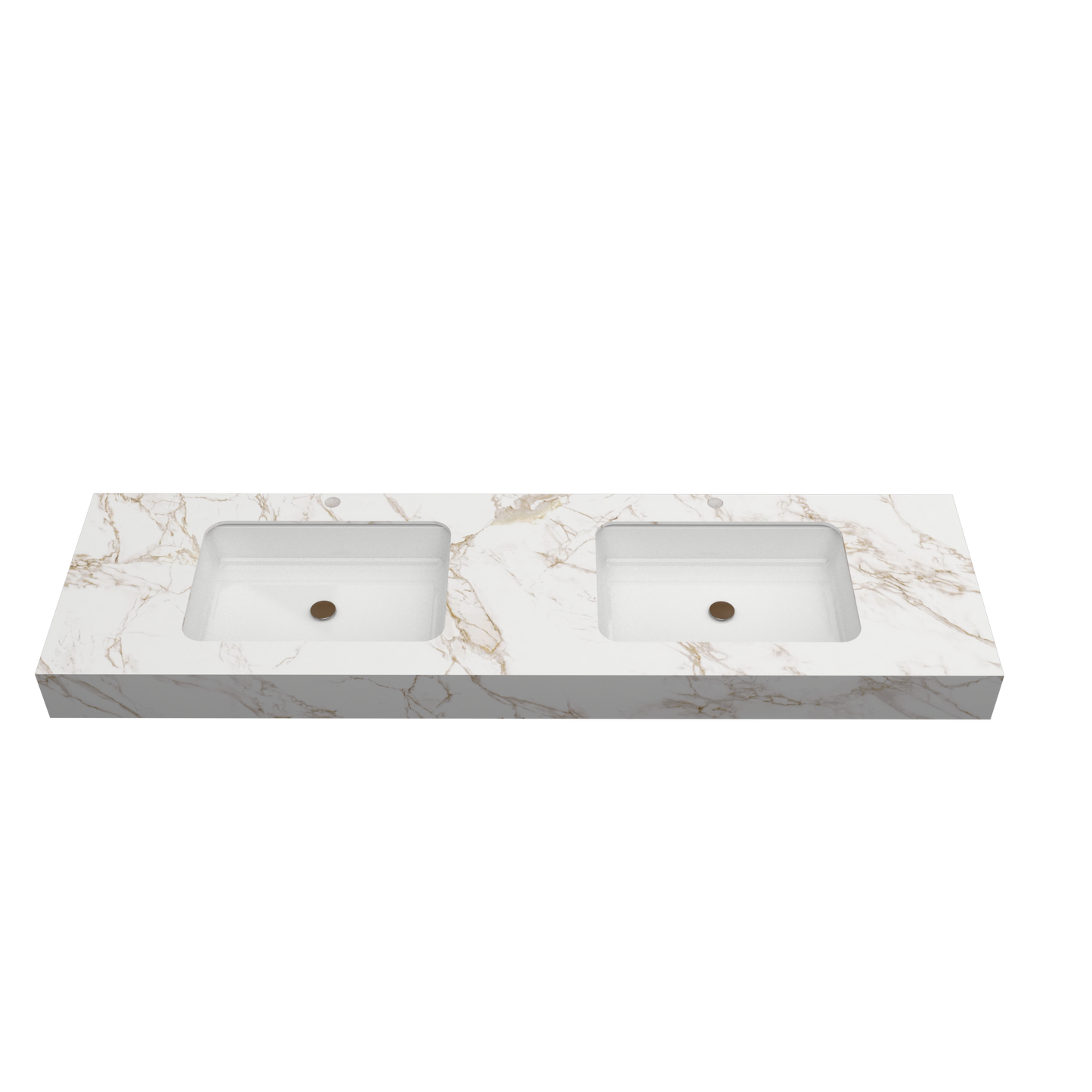Bancada Reta Roma em Dekton 12mm com 02 lavatórios de Encastrar por Baixo