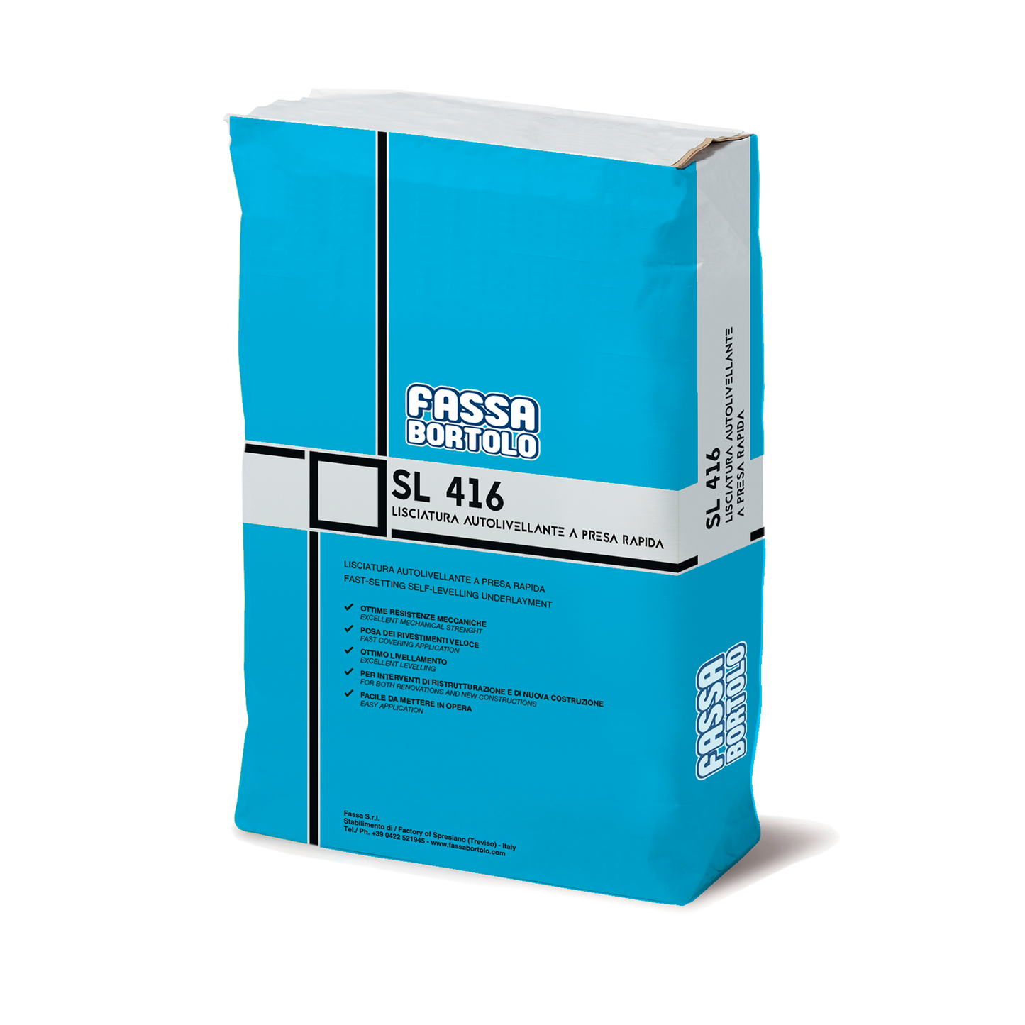 SL 416 Argamassa auto-nivelante de presa rápida para espessuras de 1 a 10 mm para interior - Fassa bortolo