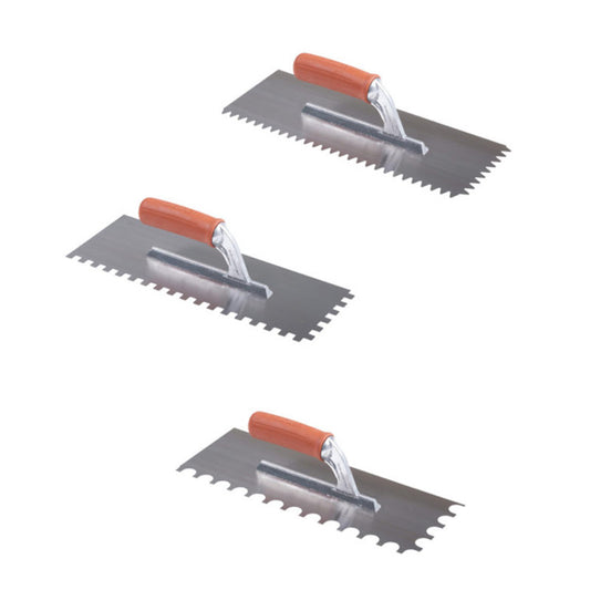 Notched spatulas in 7/10 Tempered Steel - Anti-rust Treatment - Rubber Handle