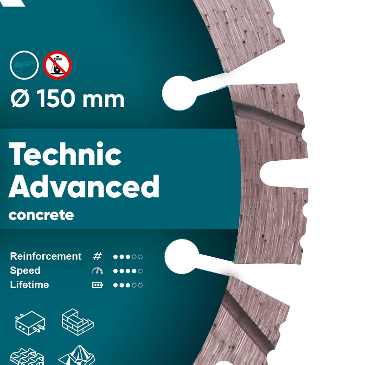DISCO DA TAGLIO DIAMANTATO 1A1RSS Ø 125mm a Ø 230 mmX22.23F TECHNIC ADVANCED