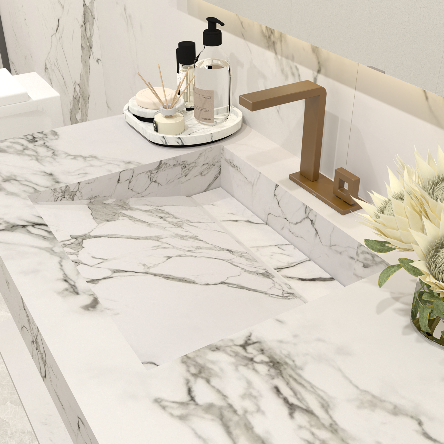 Bancada Torino em DEKTON 4 mm com Lavatório Integrado
