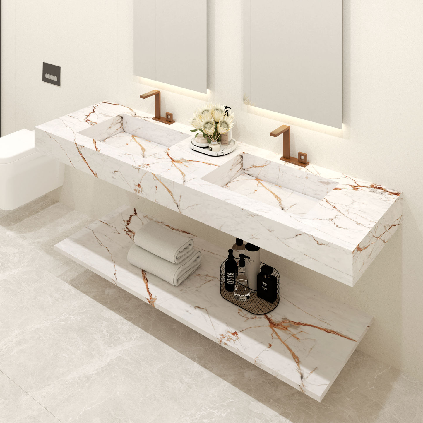 Bancada Veneza em DEKTON 4 mm com Lavatórios Dupla Integrados