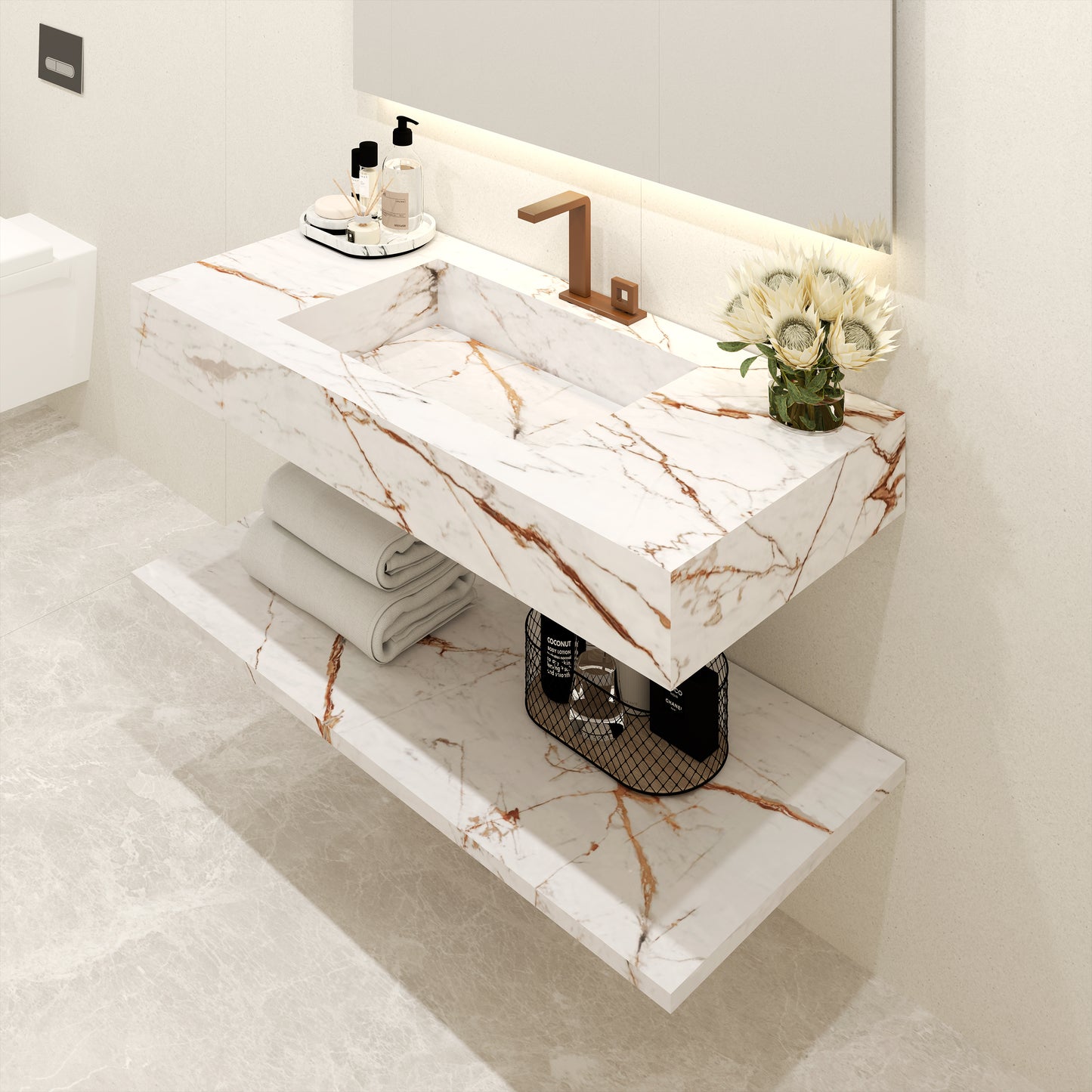 Bancada Veneza em DEKTON 4 mm com Lavatório Integrado