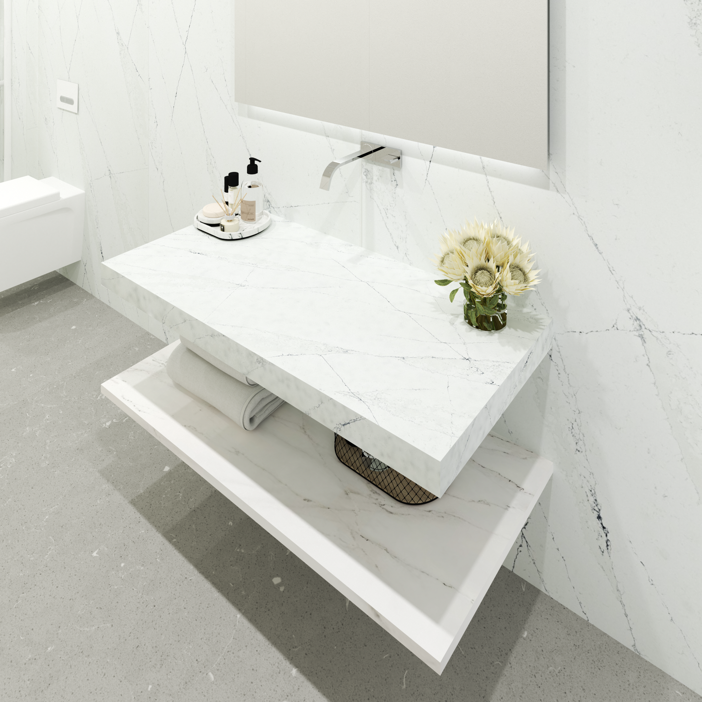 Bancada Reta Vicenza em Silestone com furação para Lavatório de pousar