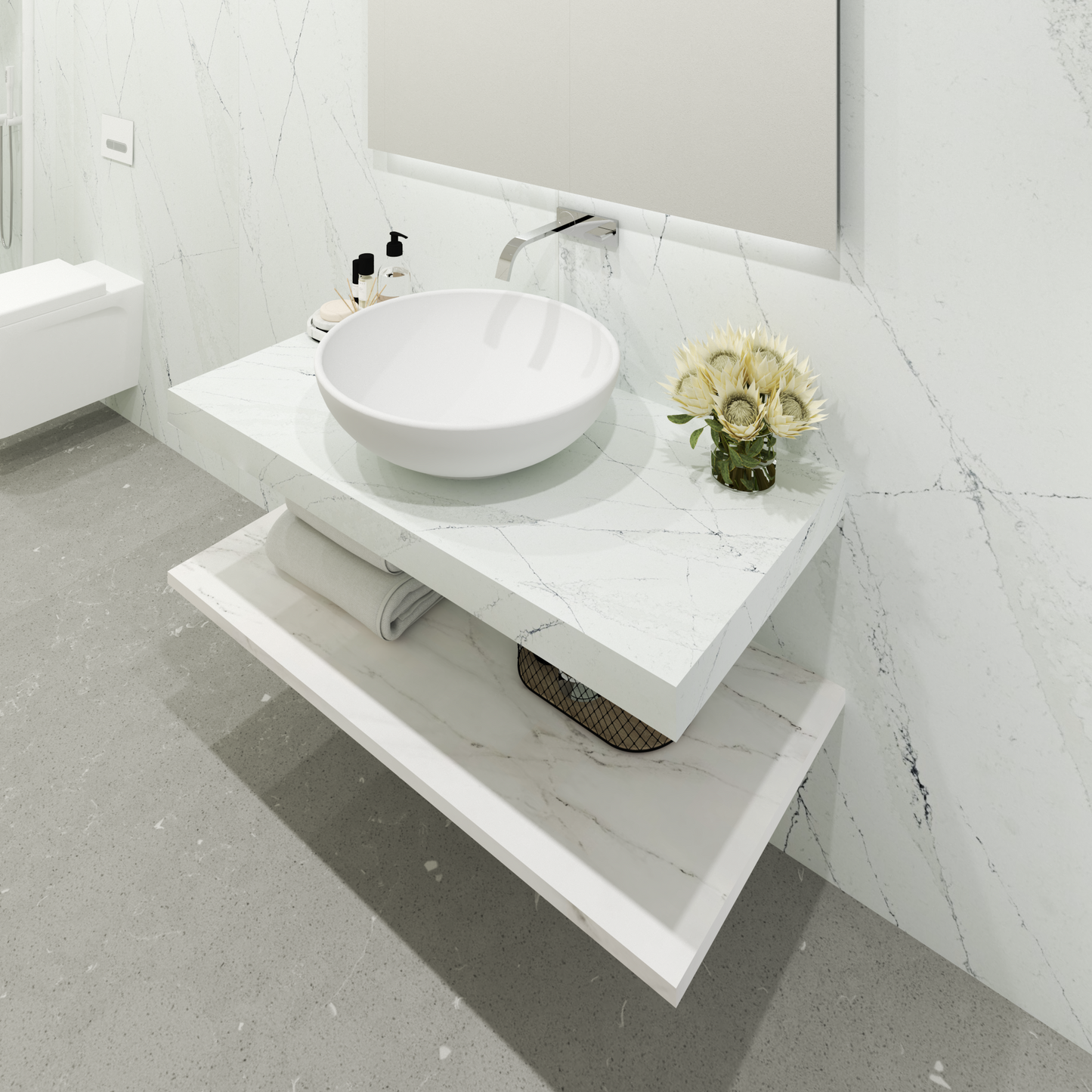 Bancada Reta Vicenza em Silestone com furação para Lavatório de pousar