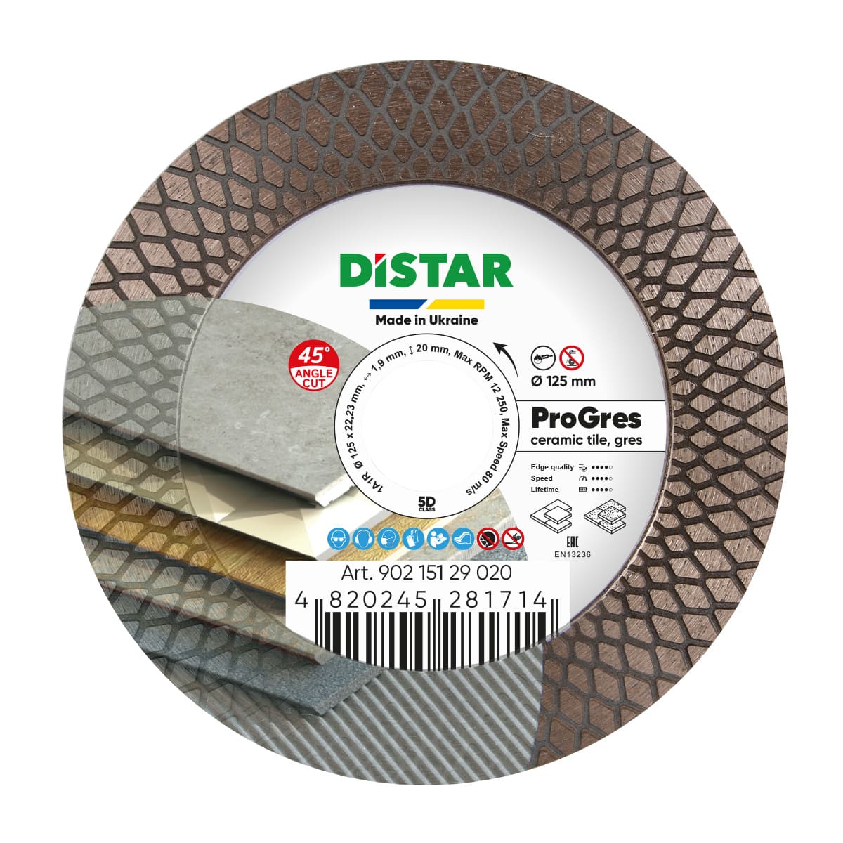 DISCO DE CORTE DE DIAMANTE 1A1R Ø 125 mm PRO GRES