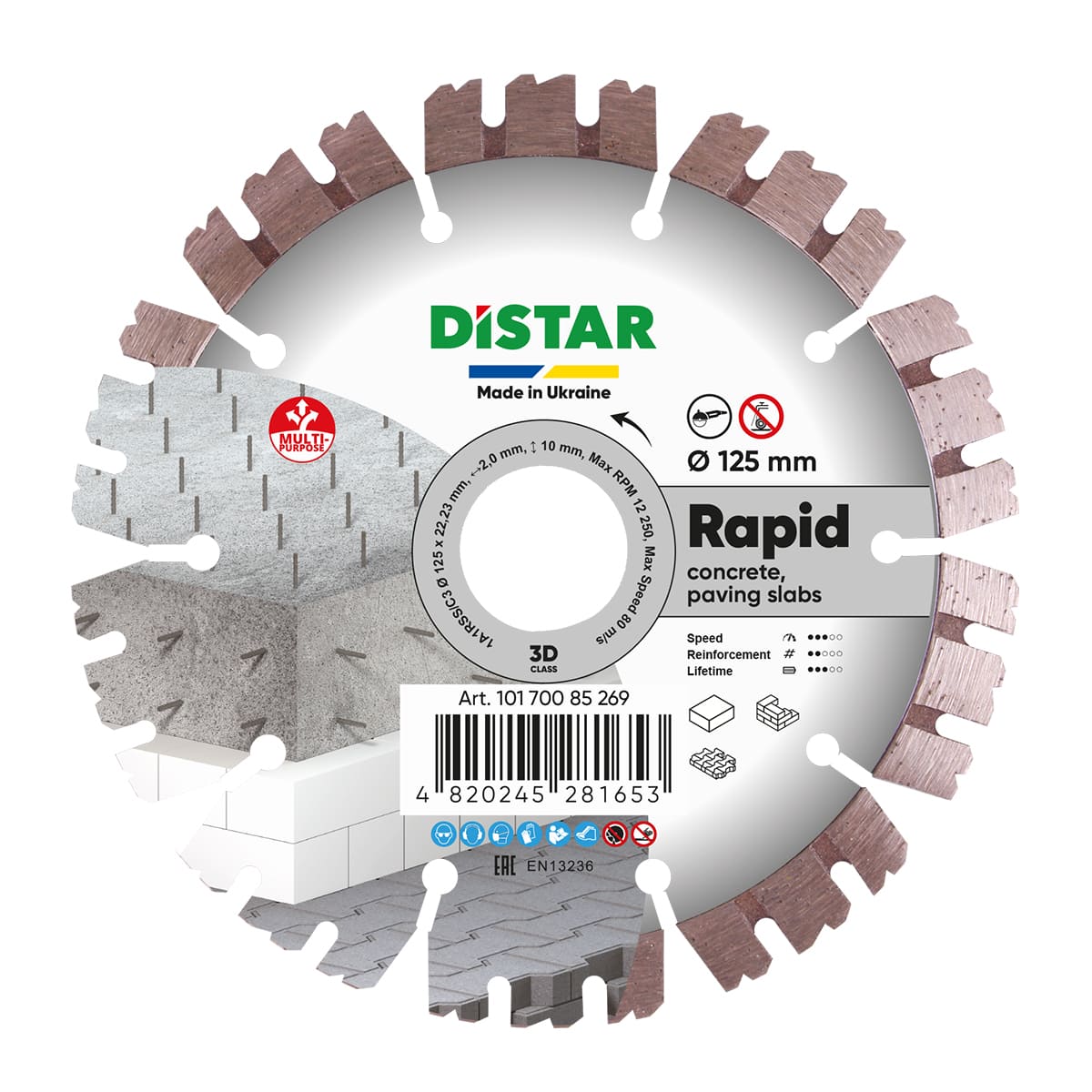 DISCO DE CORTE DE DIAMANTE 1A1RSS 125 RAPID