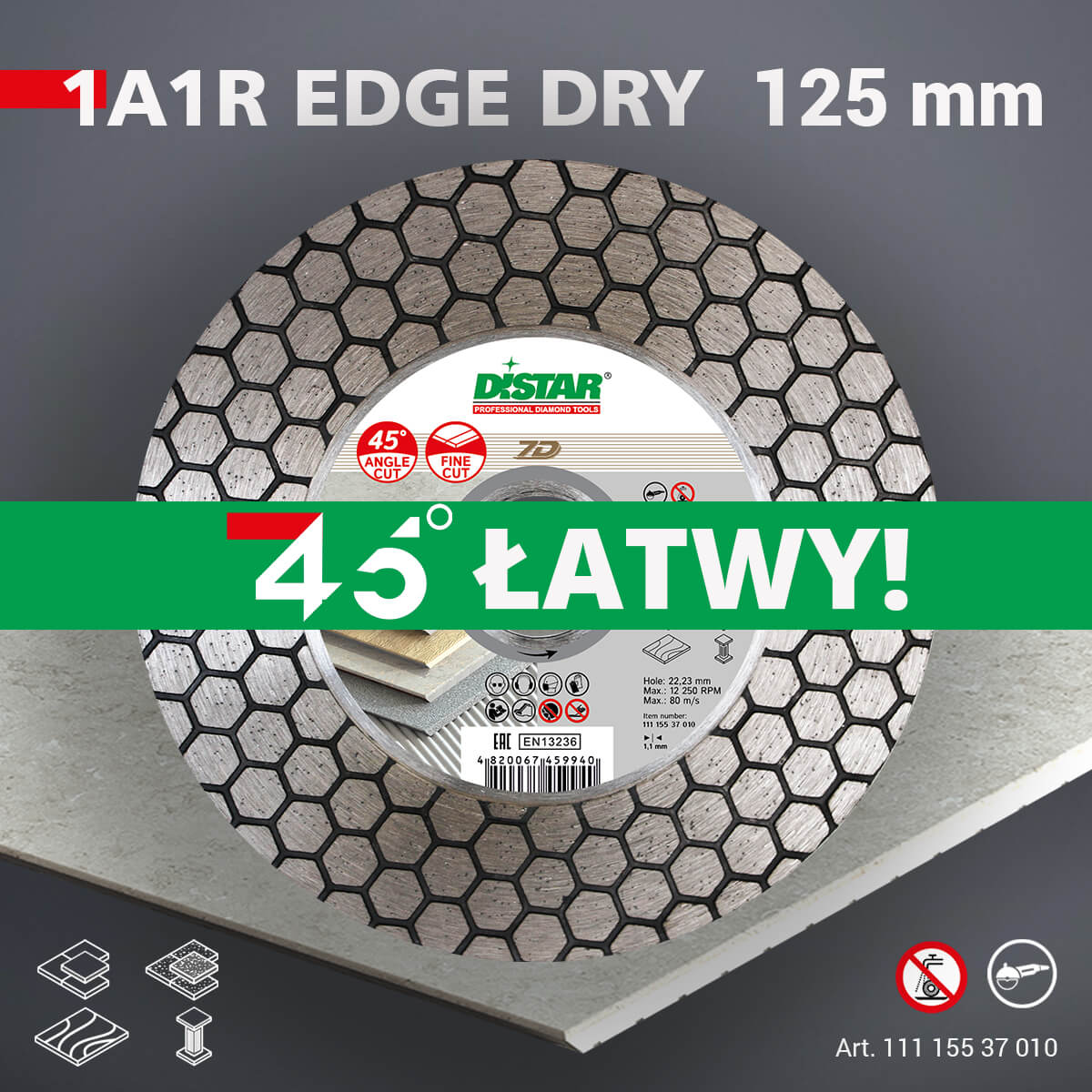 DIAMOND CUTTING BLADE 1A1R Ø115mm and Ø 125mm - EDGE DRY