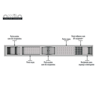 Kit scolapiatti sovrapposto per vasca da cucina 6 m 1530 PT