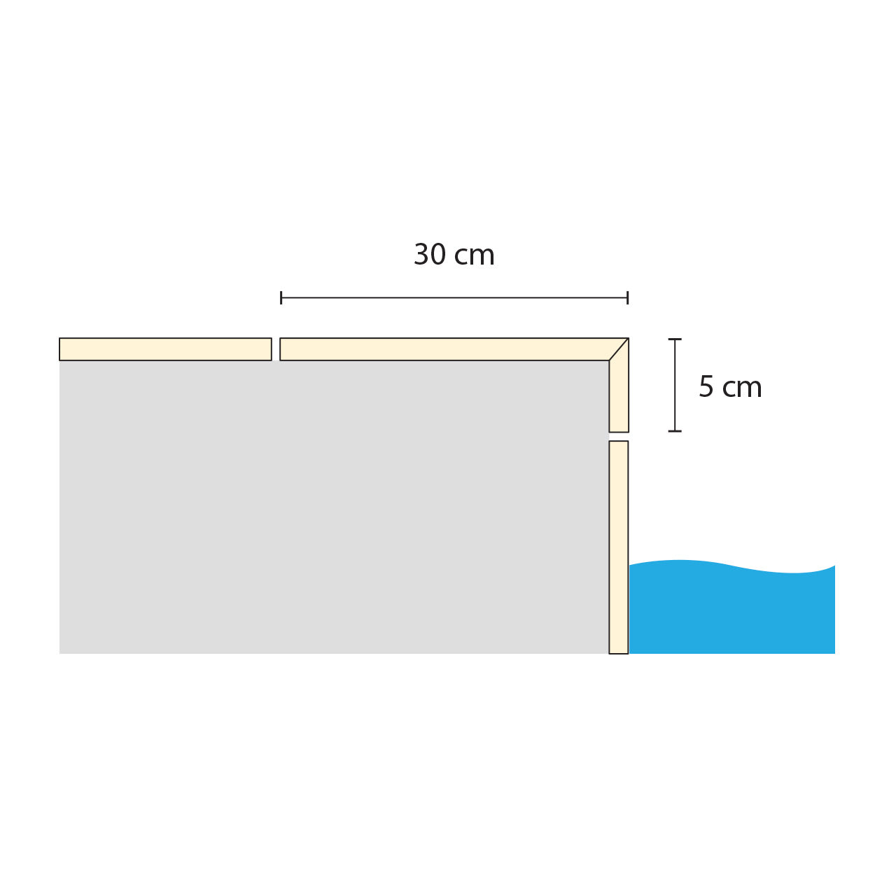 Borda para Piscina meia esquadria 12 mm