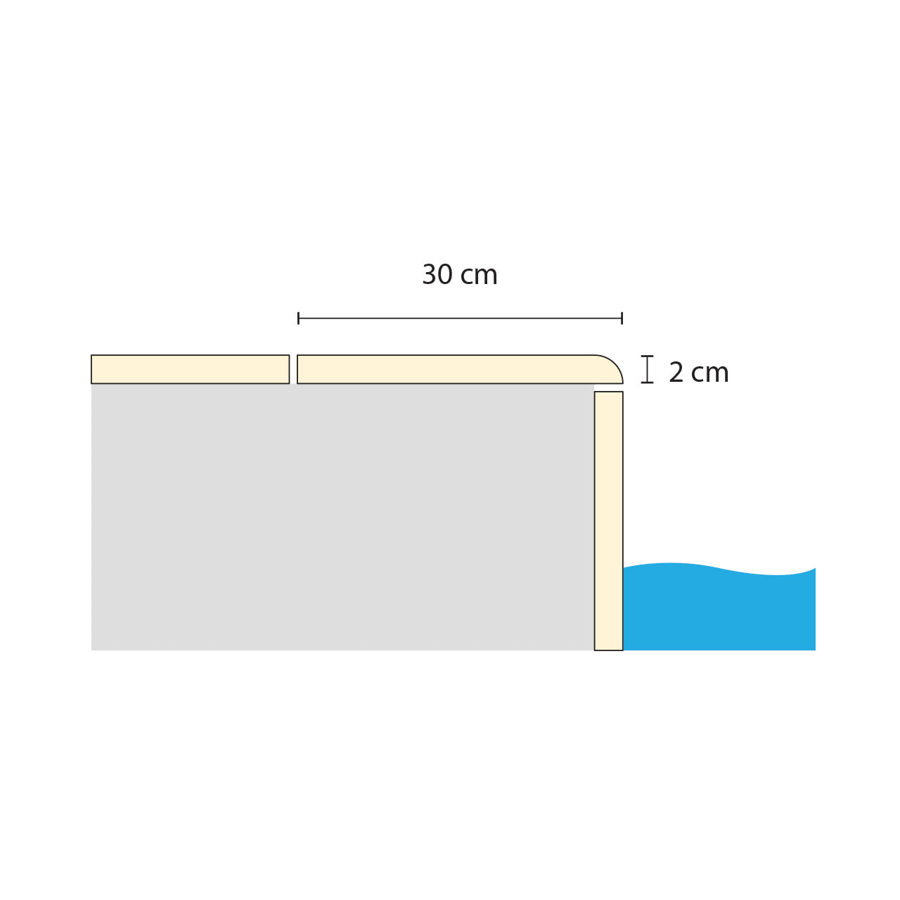 Borda para Piscina Boleada com dobra colada 20 mm