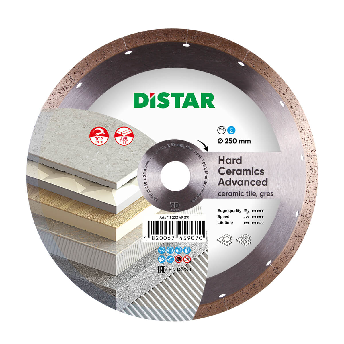 DIAMOND CUTTING BLADE 1A1R Ø 200 mm to Ø 300 mm ADVANCED HARD CERAMIC