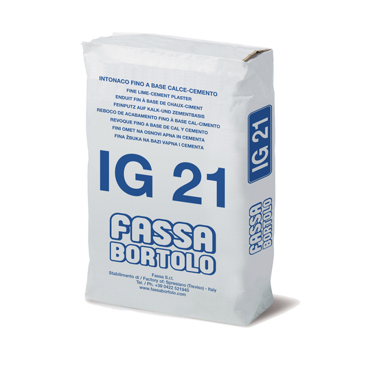 IG 21 - Reboco de acabamento à base de cal e cimento branco ou cinza para interior - Fassa Bortolo