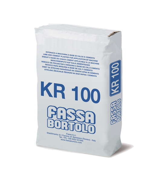 KR 100 Reboco à base de cimento e cal, com elevada resistência mecânica, para interior e exterior - Fassa Bortolo