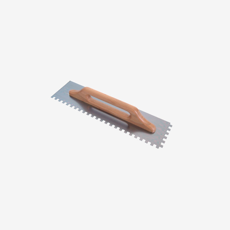 Notched trowels in 7/10 tempered steel - Anti-rust treatment - Wooden handle 