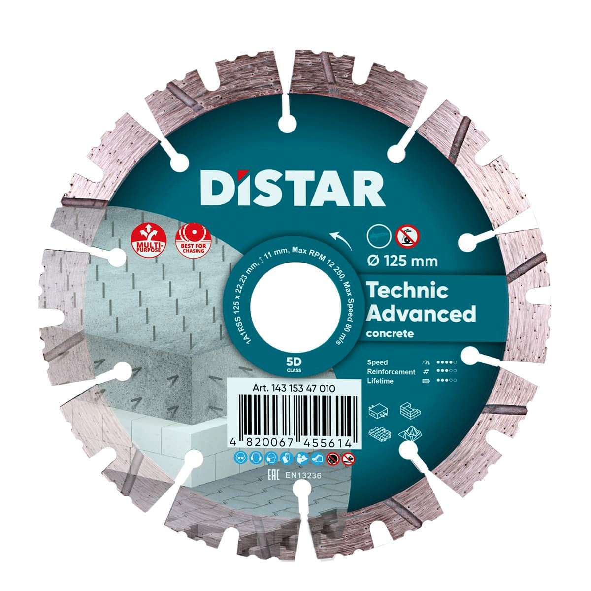 DIAMOND CUTTING BLADE 1A1RSS Ø 125mm to Ø 230 mmX22.23F TECHNIC ADVANCED