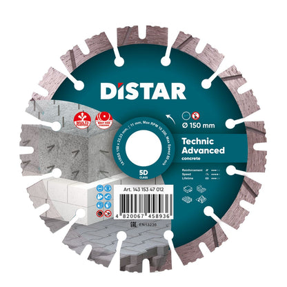 DIAMOND CUTTING BLADE 1A1RSS Ø 125mm to Ø 230 mmX22.23F TECHNIC ADVANCED