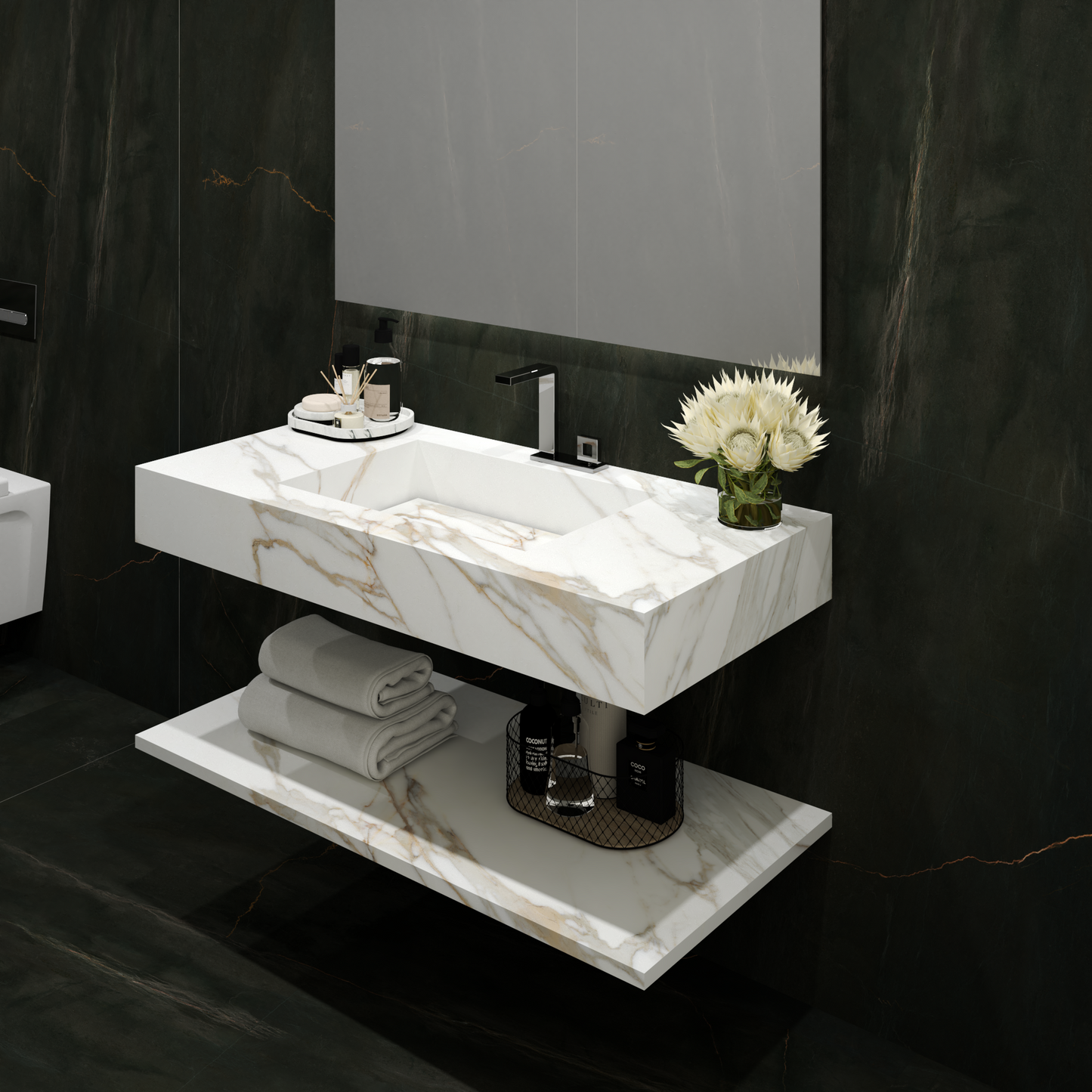 Cuba washbasin mod. Mariella - 150 x 55 x 15 cm 