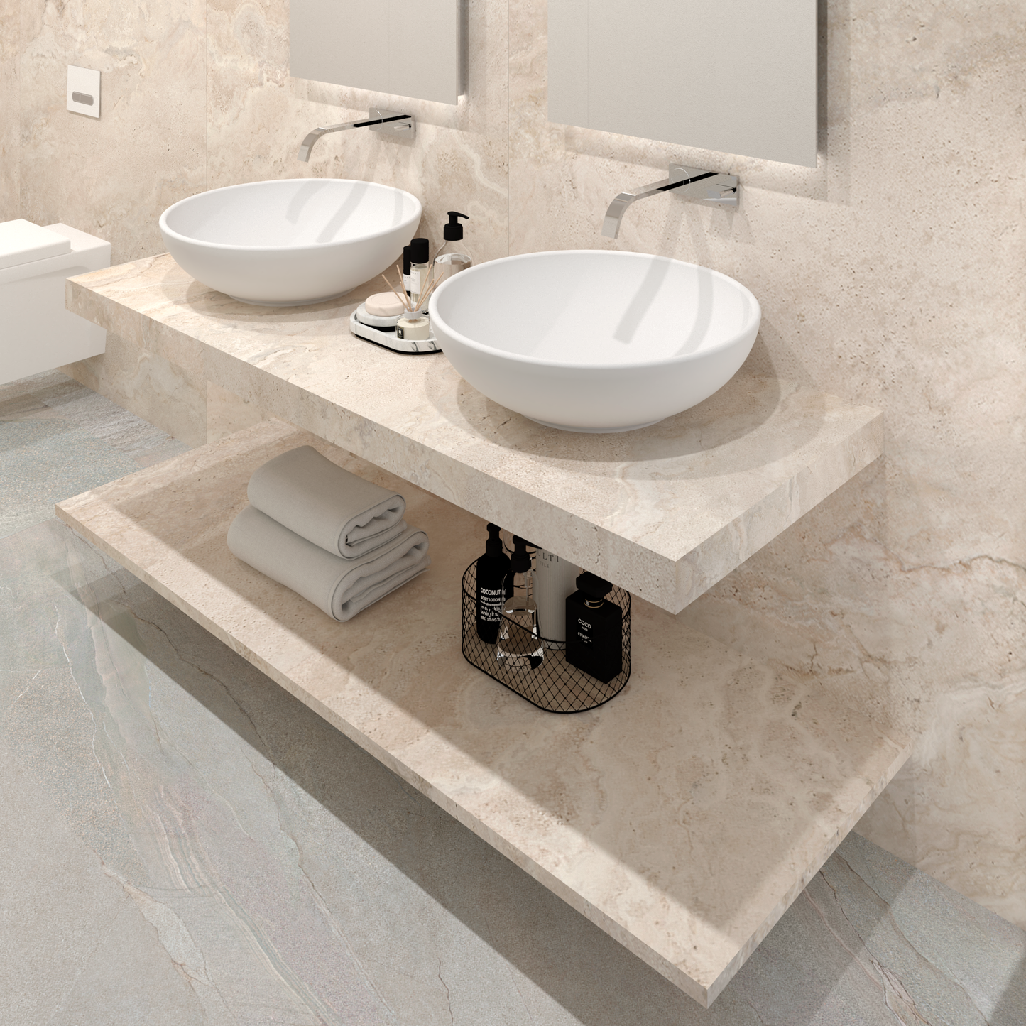 Washbasin Double overlapping basin mod. Giulia - 150 x 55 x 15 cm 