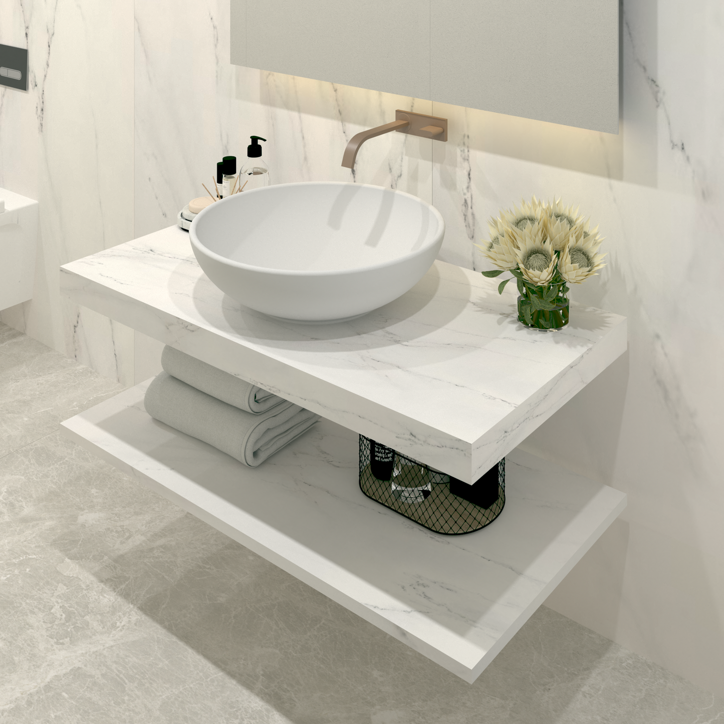 Washbasin Double overlapping basin mod. Giulia - 150 x 55 x 15 cm 