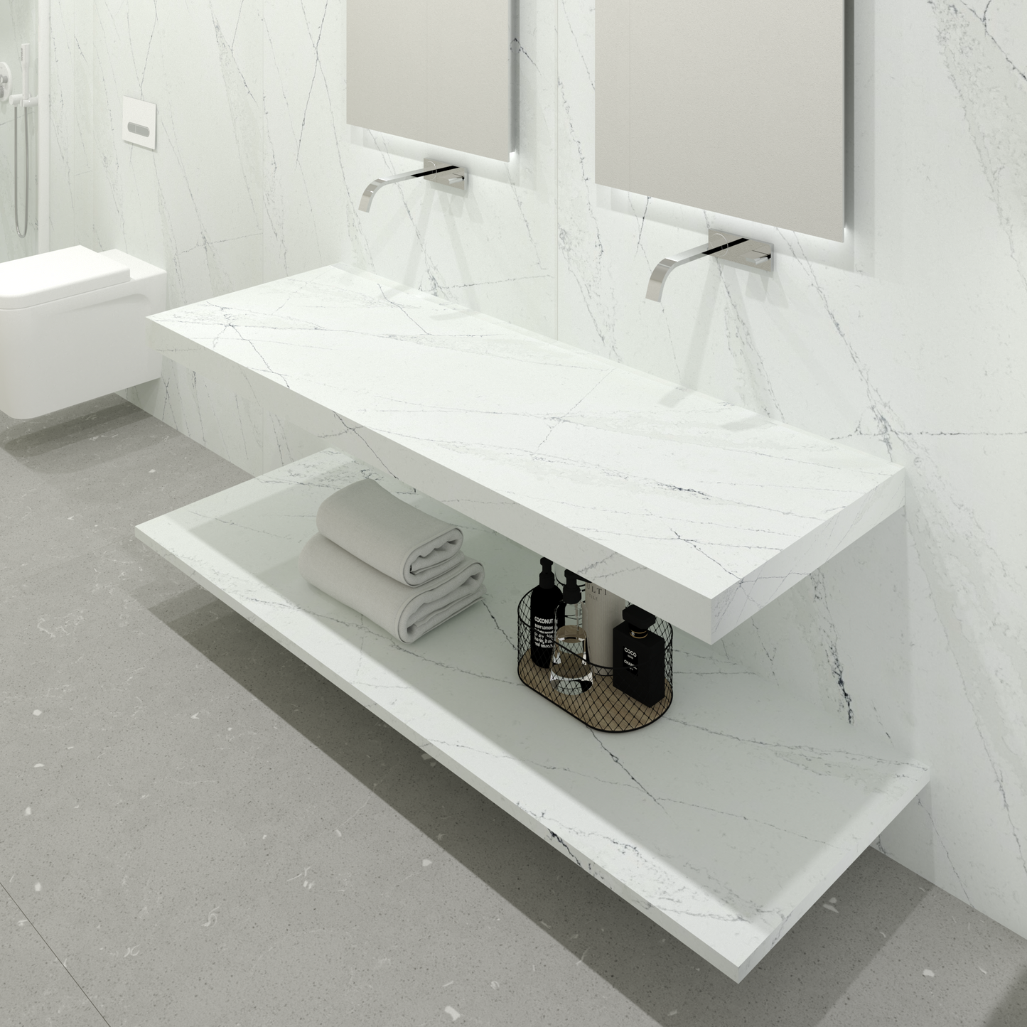 Washbasin Double overlapping basin mod. Giulia - 150 x 55 x 15 cm 