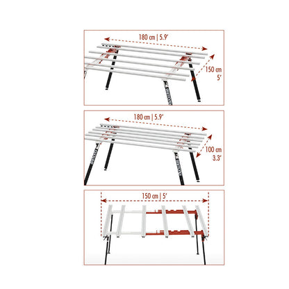 Tavolo da lavoro modulare BM180 PLUS MK3 allungabile con gambe snodabili 