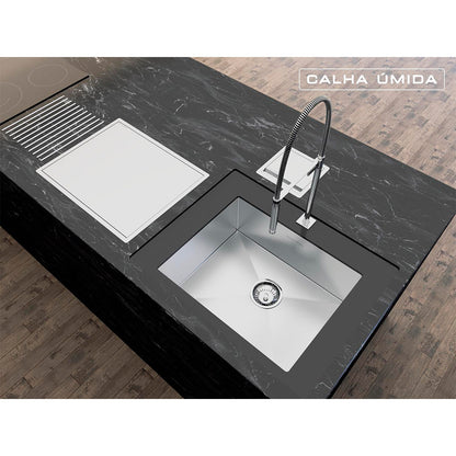 Kit Escorredor Sobrepor Calha Úmida Quadratta 3 Módulos Com Tampa - AÇO 304